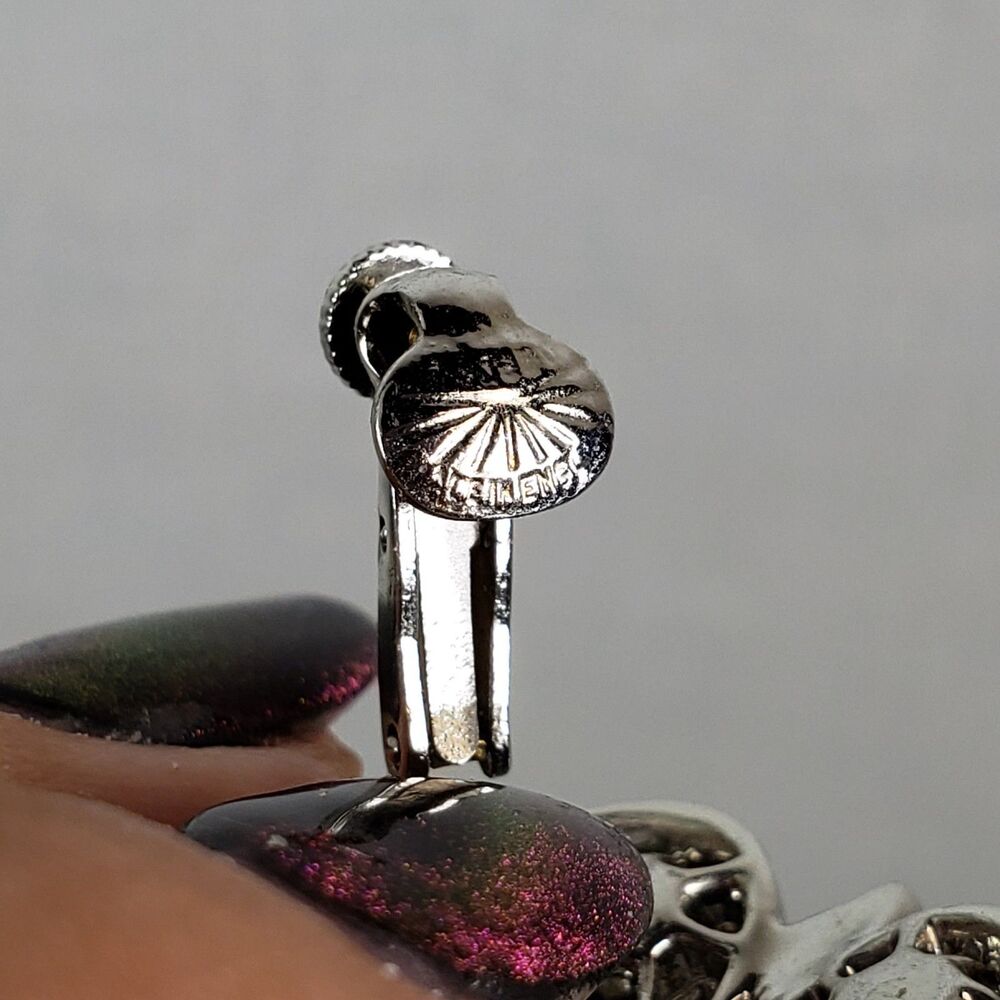 Vintage RARE Coro 1940's Dramatic Decadent Diamond Rhinestone Clip On Earrings - Picture 15 of 16